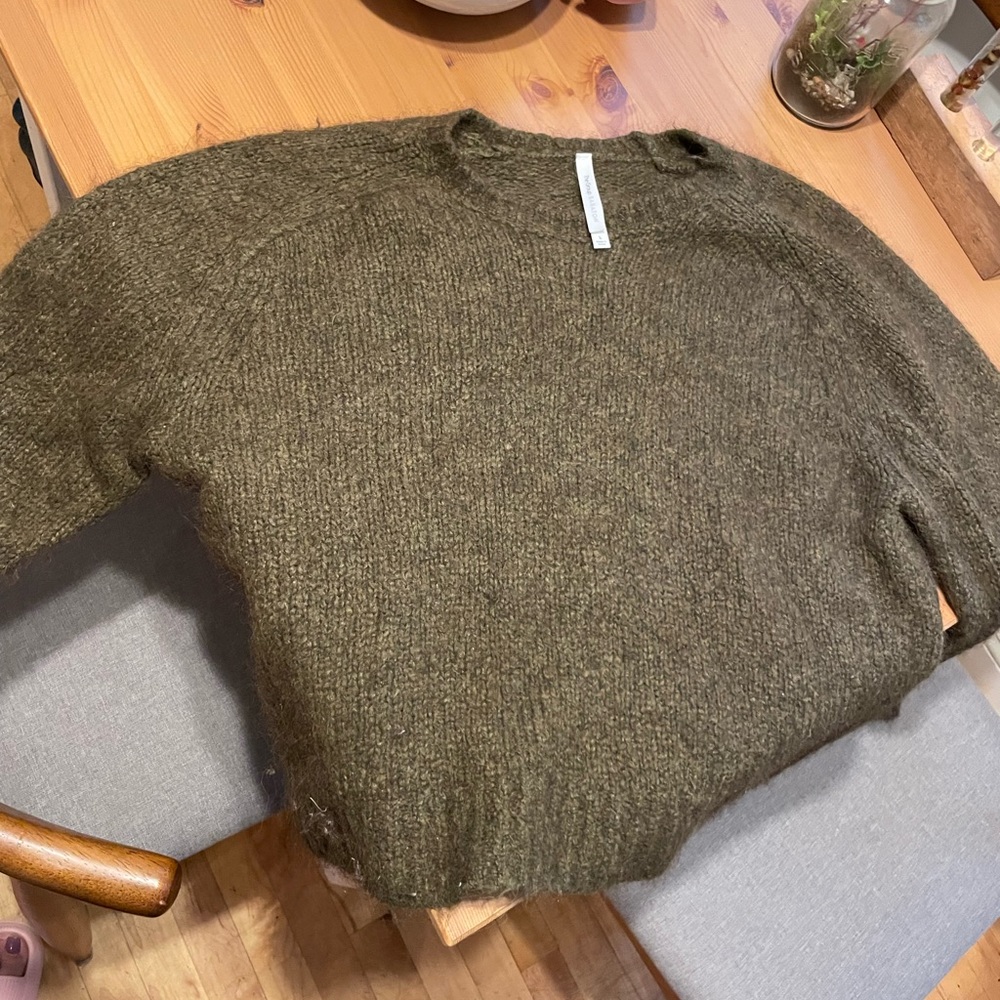 Green fuzzy Aritzia sweater